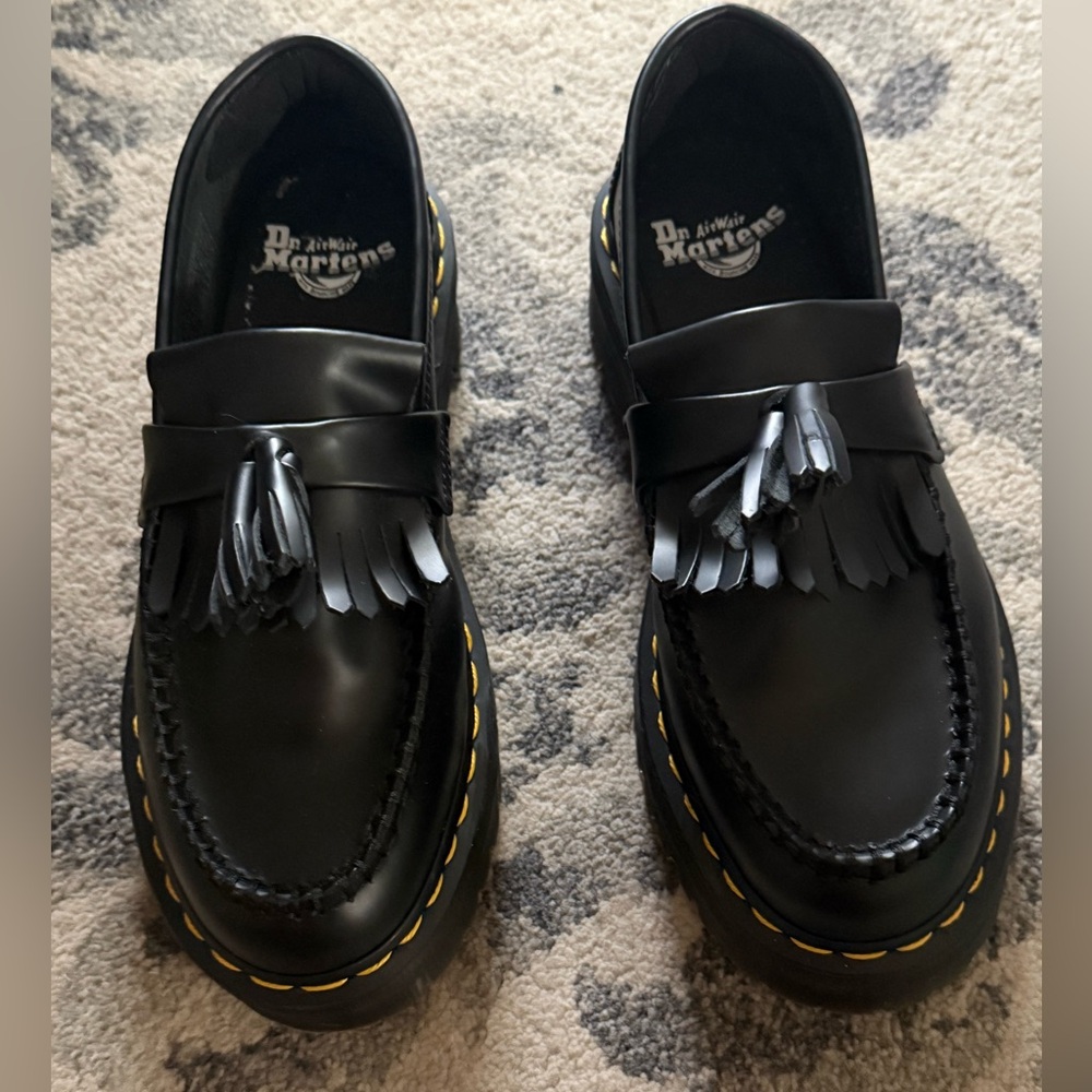 Dr. Martens Adrian Tassel Loafer Mules Black Leather Platform | Women’s 8